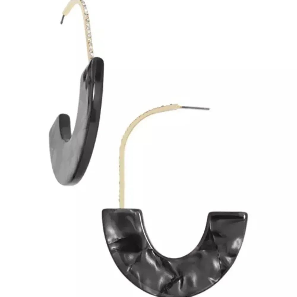 NEW BaubleBar Faith Resin Hoop Earrings in Black